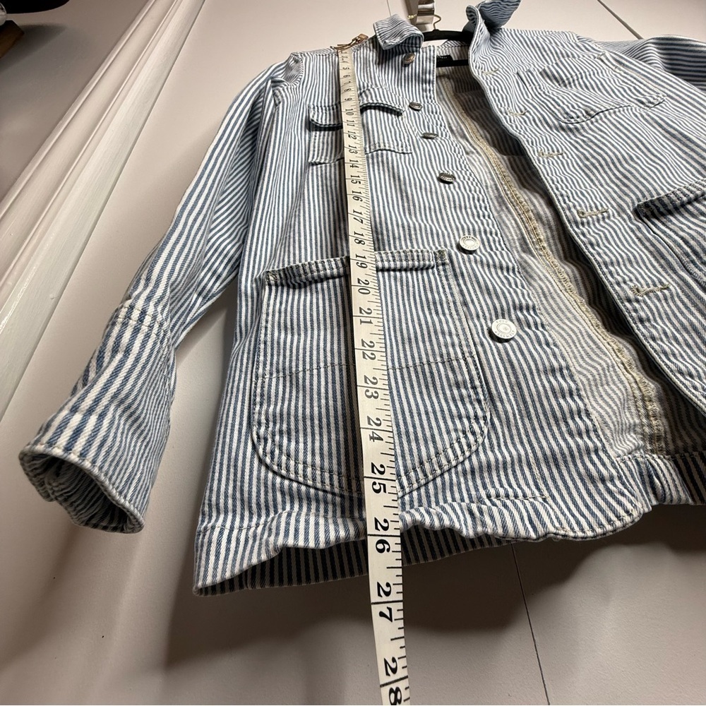 Free Assembly Women’s Barn Jacket Blue White Striped Denim XS - Picture 7 of 8